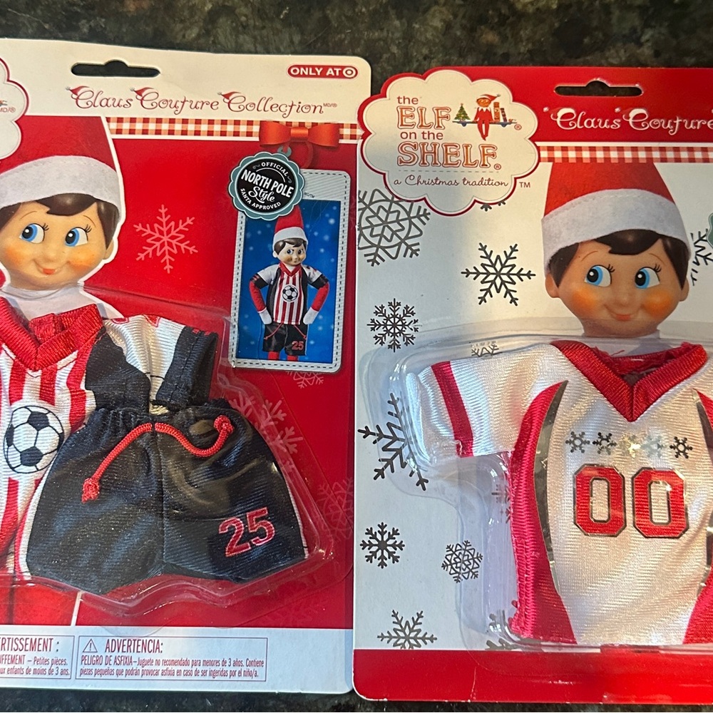 NWT Elf on the Shelf Claus Couture Soccer Outfit & Football Jersey‎